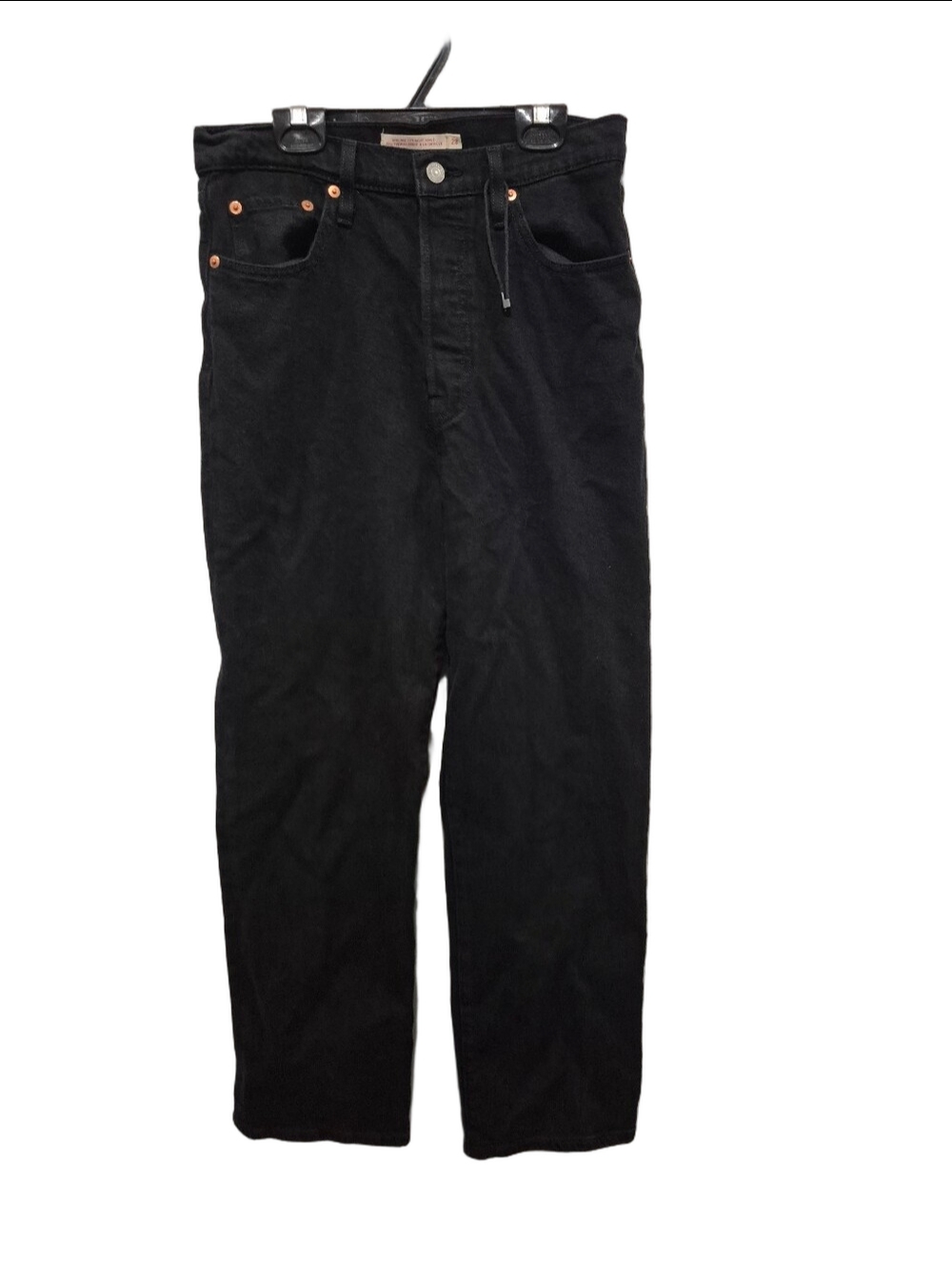 Levi's Ribcage Straight Ankle Jeans W28 Black High Rise Button Fly - Picture 2 of 9